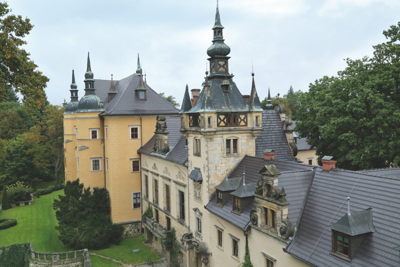 Kliczkow Castle Poland with black beaver roof tile