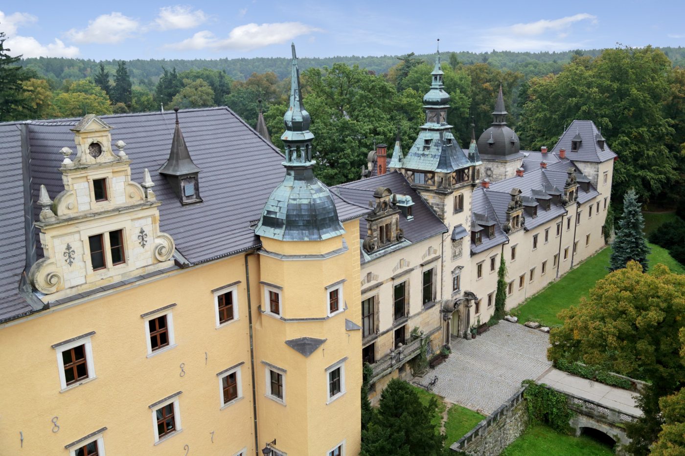 Kliczkow Castle Poland with black beaver roof tile