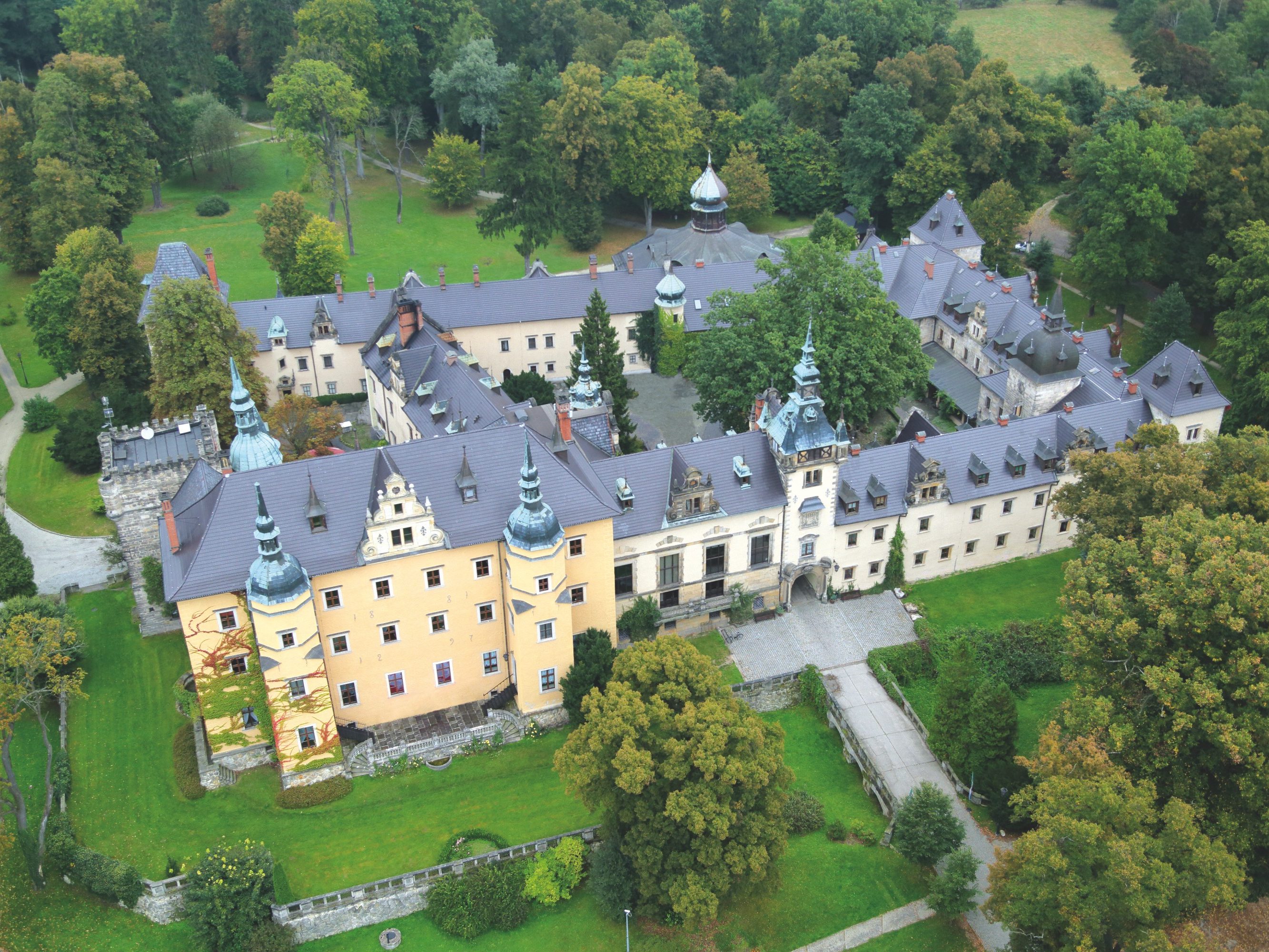Kliczkow Castle Poland with black beaver roof tile