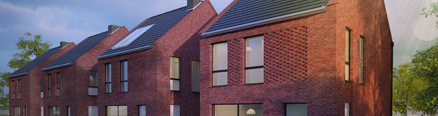 e4 house built in Hestia multi, porotherm 100 and new rivius antique slate