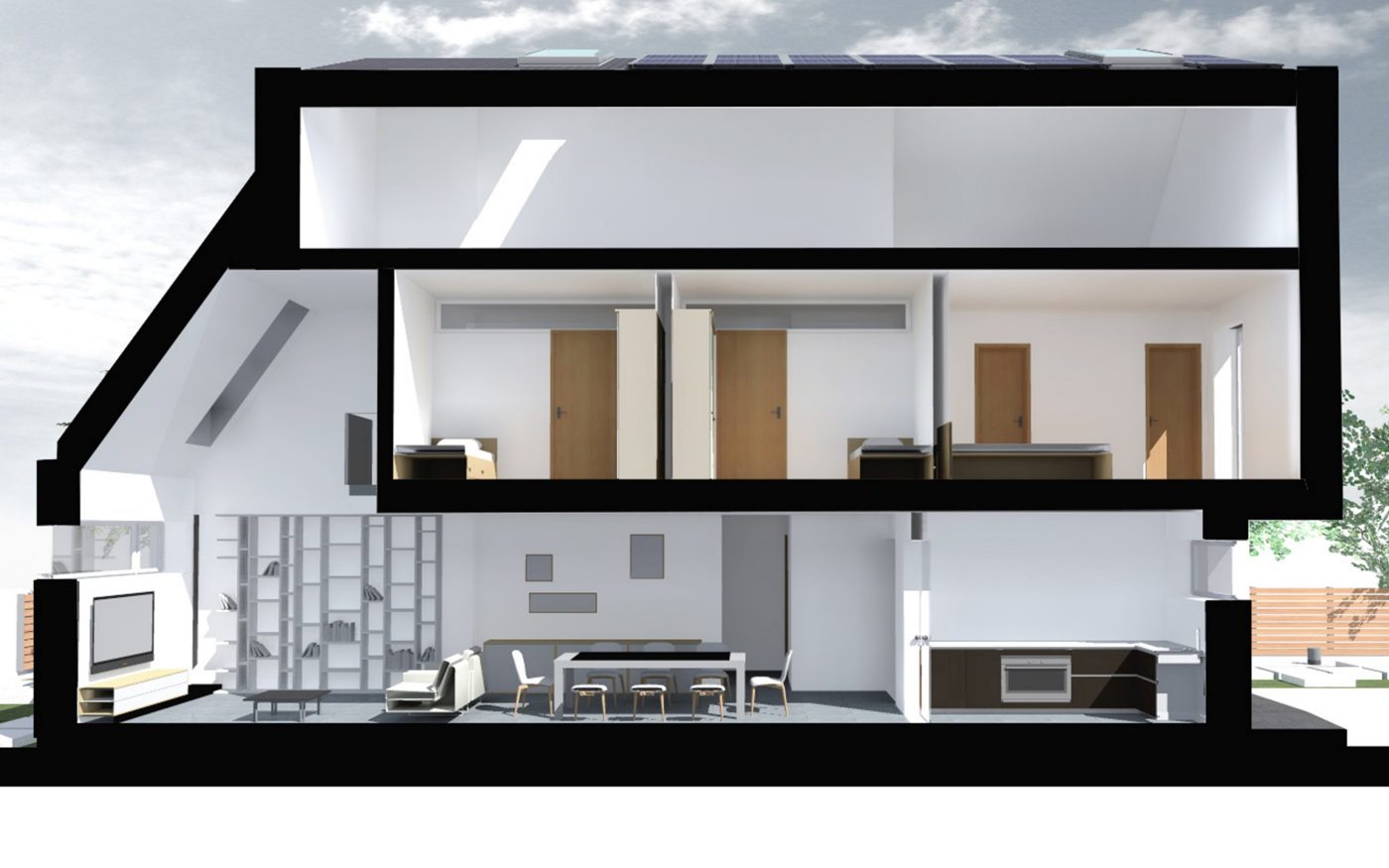 graphic house in section first e4 house in romania