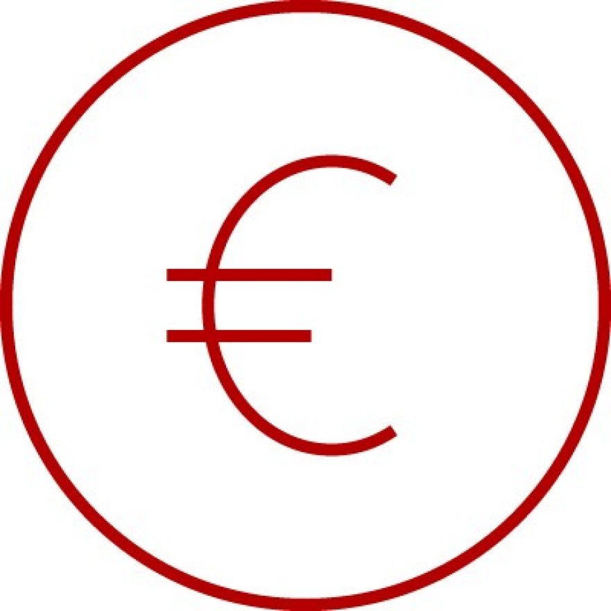 Icon with € symbol, Euro, money, coin, e4