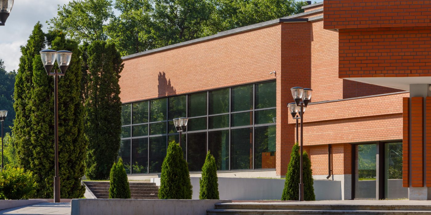 Theater Ugala in Viljandi, Estonia. Used materials: Terca ceramic bricks Red Smooth and customised designed bricks, Terca ceramic brick slips and corners Red Smooth.