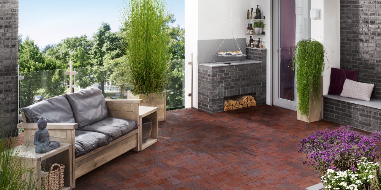 paver, penter, paving stone, terrace, bench, plant, terca, brick