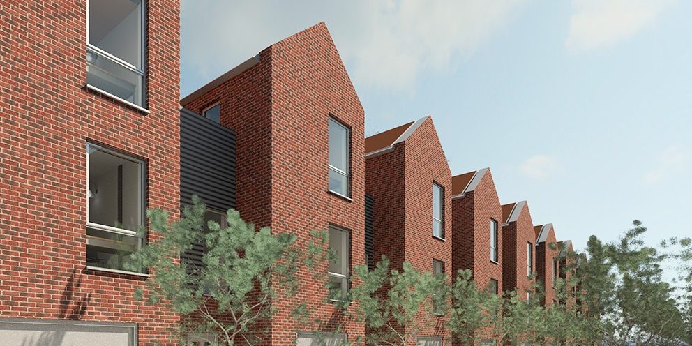 e4 house built in Hestia multi, porotherm 100 and new rivius antique slate